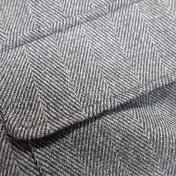 Miles Leon Mens Jacket Large Gray Herringbone Unlined Unstructured Made in Italy - Picture 2 of 11